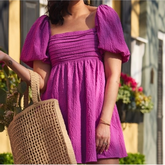 Abercrombie & Fitch Dresses & Skirts - Abercrombie & Fitch Emerson Textured Puff Sleeve Mini Dress